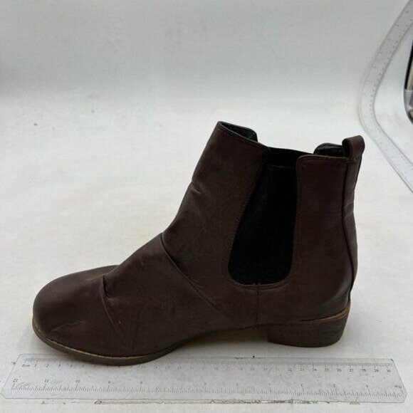 Women's Low Heel Ankle Boots Fashion Slip On Elastic Fall Booties Shoes Brown - Picture 1 of 7
